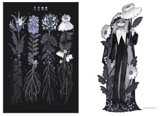 白黒花々ポストカードセット