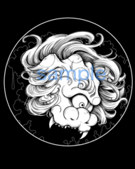 半分唐獅子ステッカー